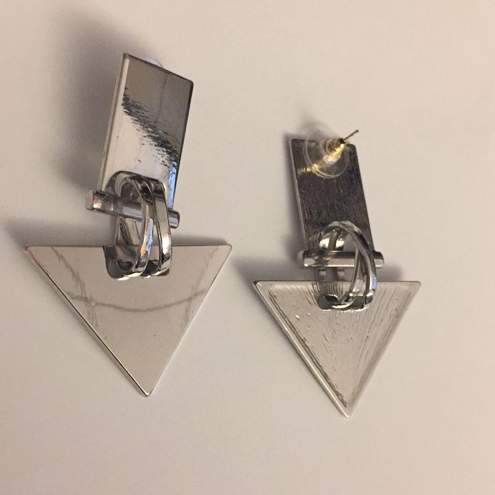 Silver Triangle/Rectangle Earrings - image 3